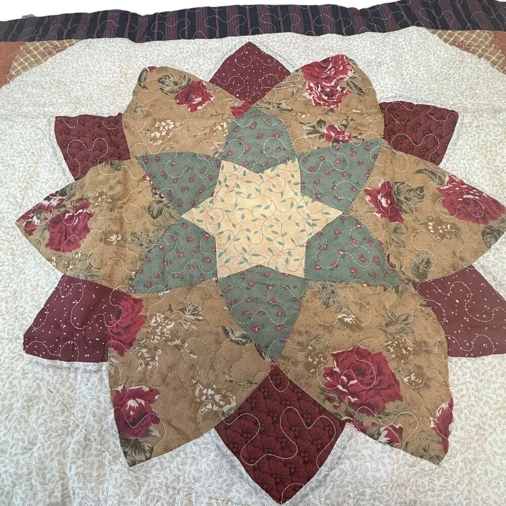 Country Quilt Pillow Shams Set of 2 Quilted Star Pillowcases New